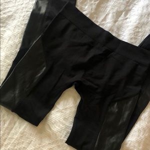 Black stretch leggings faux/vegan leather accent